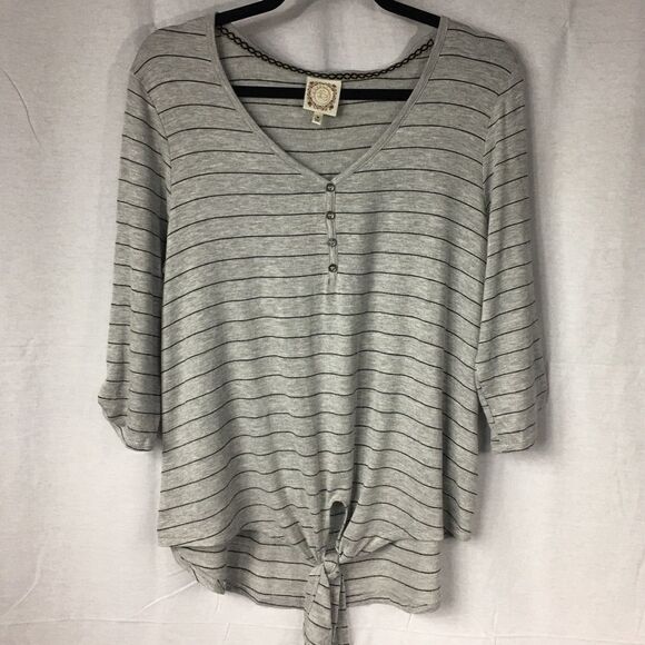 Truself gray striped Medium short sleeved teeshirt - Picture 1 of 5